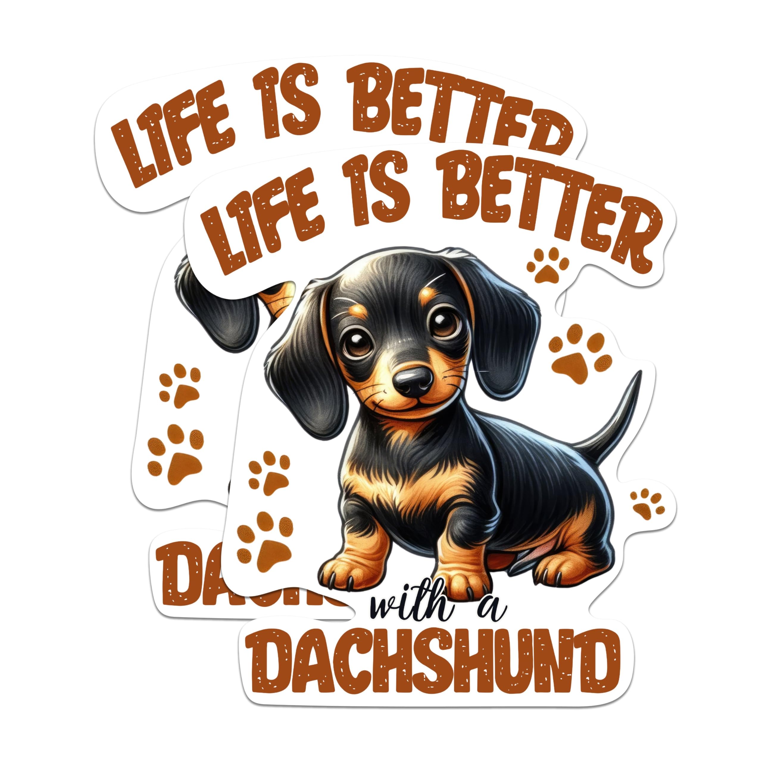 (2 Pack) Life is Better with a Dachshund Magnets - Cute Wiener Dog Breed Magnet - 5 Inches On Longest Side - Premium Magnet - for Cars, Refrigerators, Toolboxes - Made in USA - MAG1999