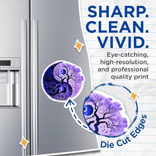 (2 Pack) Yin Yang Tree of Life Magnets - Moon and Stars Art - Balance and Harmony - 5" On Longest Side - for Cars, Refrigerators, Toolboxes, Lockers - Made in USA MAG3567