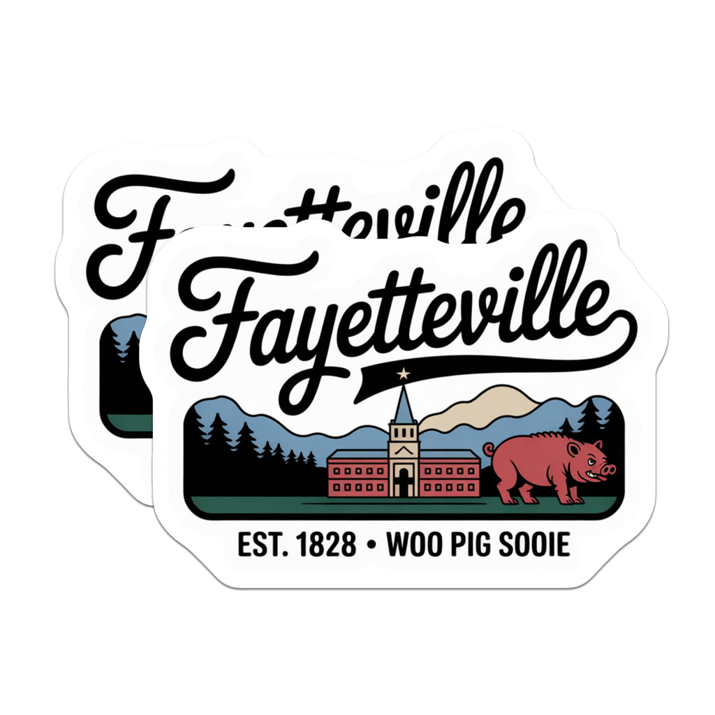 (2 Pack) Fayetteville Arkansas Magnets - Woo Pig Sooie - University of Arkansas Decor - 5" On Longest Side - Premium Magnet - for Cars, Refrigerators, Toolboxes, Lockers - Made in USA - MAG17773