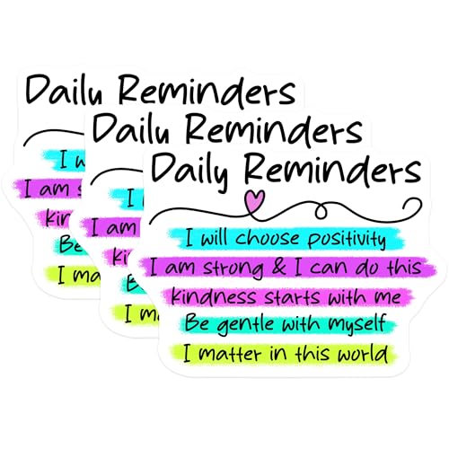 (3 Pack) Daily Reminders Decals - Motivational Quotes - Positive Affirmation - 3 Inches On Longest Side - Easy Peel & Apply - Made in USA - 3MCS7082