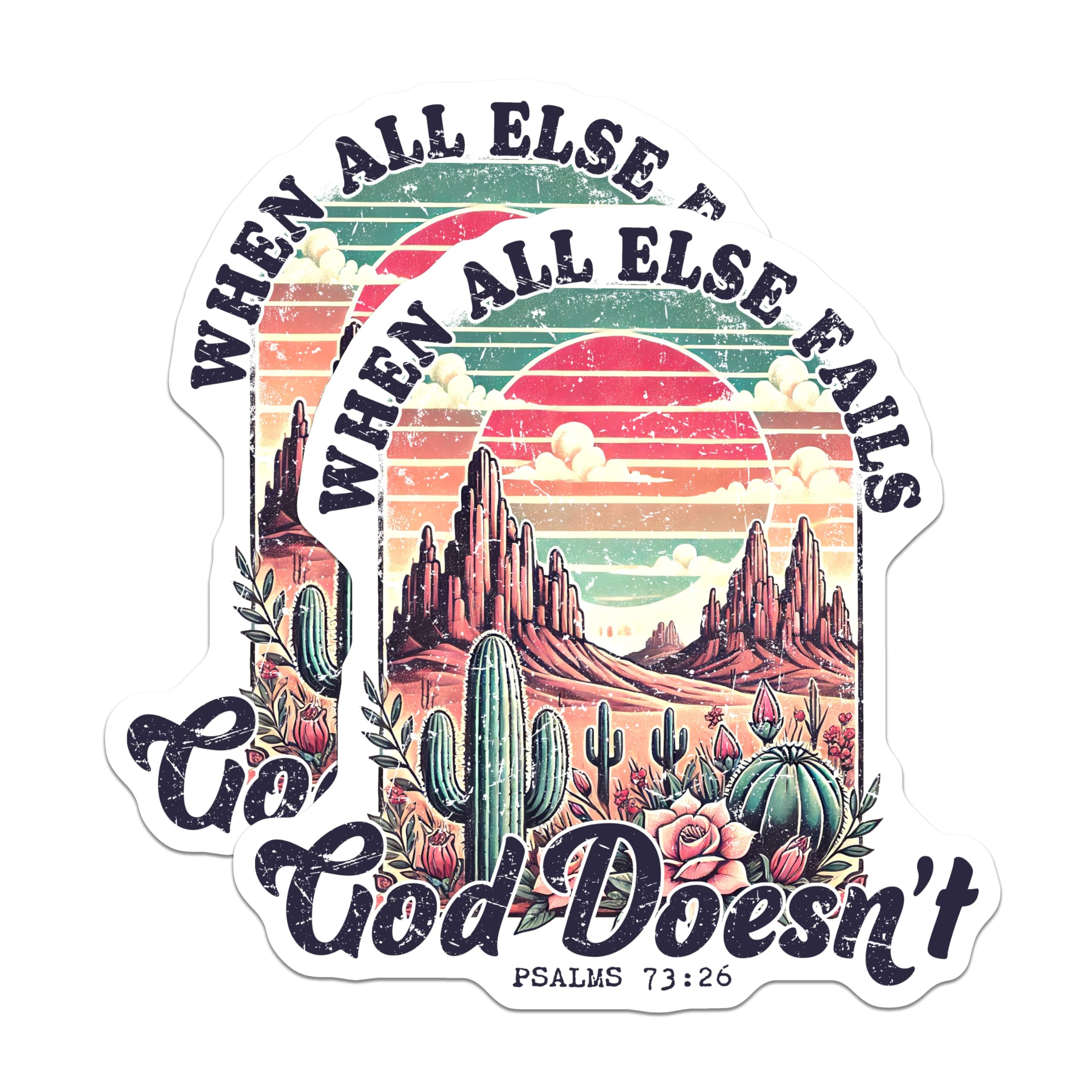 (2 Pack) When All Else Fails God Doesn't Magnets - Christian Desert Art - Inspirational Scripture Quote - 5 Inches On Longest Side - Thick Durable Magnet - Made in USA - MAG26314