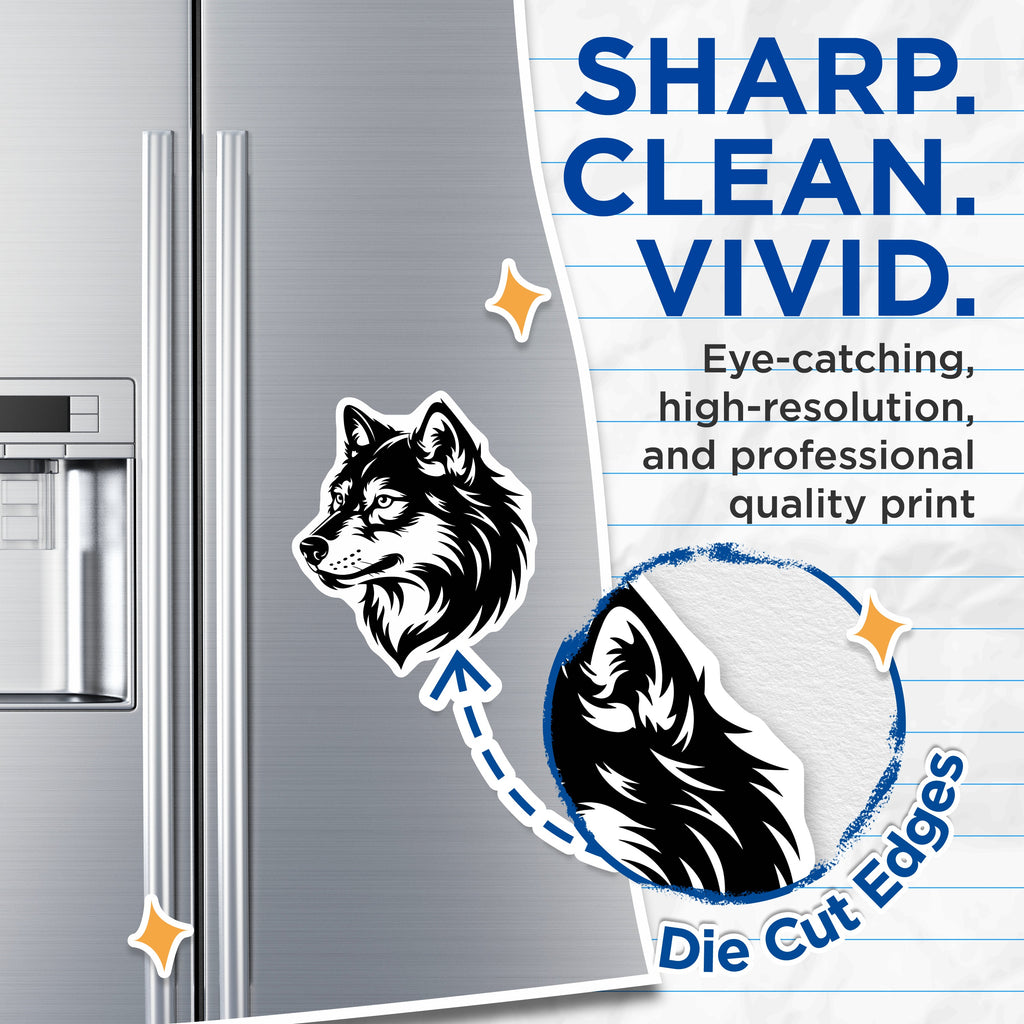 (2 Pack) Wolf Head Magnets - Tribal Animal Decor - Refrigerator Locker Office Magnets - 5 Inches On Longest Side - Thick Durable Magnet - Made in USA - MAG36710