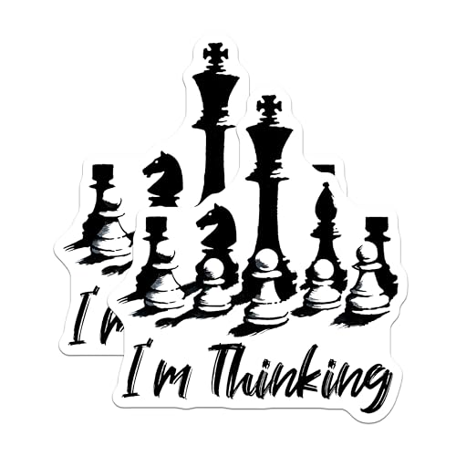 (2 Pack) Chess Quote Magnets - I'm Thinking Magnets - Chess Player Magnets - Strategic Game Magnets - 5" On Longest Side - for Cars, Refrigerators, Toolboxes, Lockers - Made in USA BMCS3191