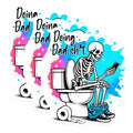 (3 Pack) Skeleton on Toilet Decals - Dad Humor Stickers - Funny Bathroom Decor - 3 Inches On Longest Side - Easy Peel & Apply - Made in USA - 3MCS6224