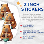 (3 Pack) Capybara Ramen Decals - Laptop Stickers - Cute Animal Decals - 3 Inches On Longest Side - Easy Peel & Apply - Made in USA - 3MCS8668