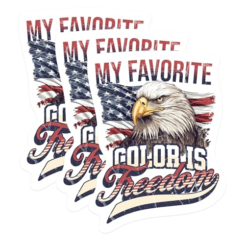 (3 Pack) Freedom Decals - American Eagle Art - Patriotic Decals - 3 Inches On Longest Side - Easy Peel & Apply - Made in USA - 3MCS1069