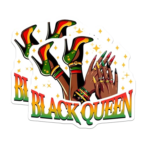 (2 Pack) Black Queen Stickers - Rasta Shoes and Nails - Empowering Afrocentric Design for Laptops Notebooks - 5" On Longest Side - Sticks to Smooth Flat Surfaces - Made in USA - BMCS7356