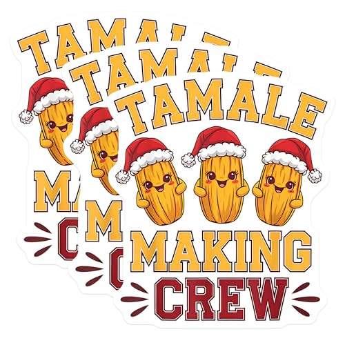 (3 Pack) Tamales Decals - Christmas Tamales - Tamale Making Crew Decal - 3 Inches On Longest Side - Easy Peel & Apply - Made in USA - 3MCS2359