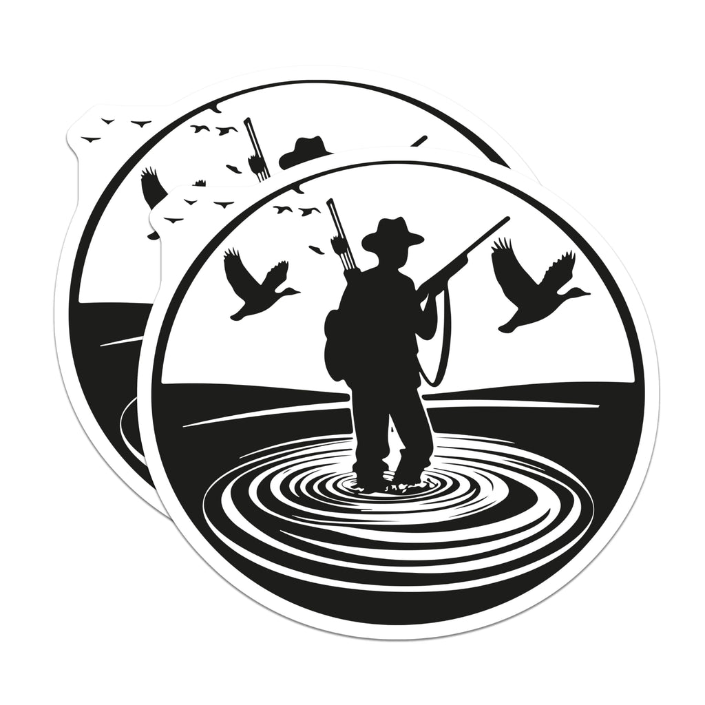 (2 Pack) Duck Hunter Magnets - Waterfowl Hunting Silhouette Art - Outdoorsman Refrigerator Decor - Vehicle Locker Accessory - 5 Inches On Longest Side - Thick Durable Magnet - Made in USA - MAG20301