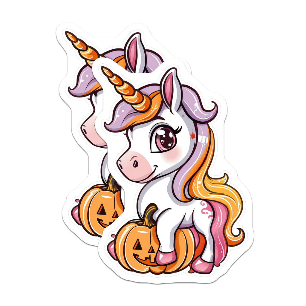 (2 Pack) Halloween Unicorn Magnets - Cute Spooky Pumpkin Decor - Fantasy Animal Fridge Lockers - 5 Inches On Longest Side - Thick Durable Magnet - Made in USA - MAG39531