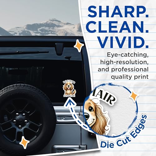 (2 Pack) Dog Hair Don't Care Stickers - Funny Dog Lover Stickers - Cute Pet Stickers for Dog Owners - 5" On Longest Side - Sticks to Any Smooth Flat Surface - Made in USA - BMCS2805