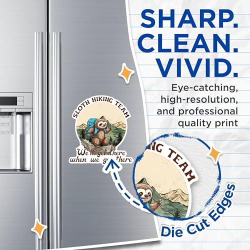 (2 Packs) Sloth Hiking Team Magnets - We'll Get There When We Get There Hiker Magnets - 5 Inches On Longest Side - Premium Magnet - for Fridges, Toolboxes, Cars - Made in USA - MAG2521