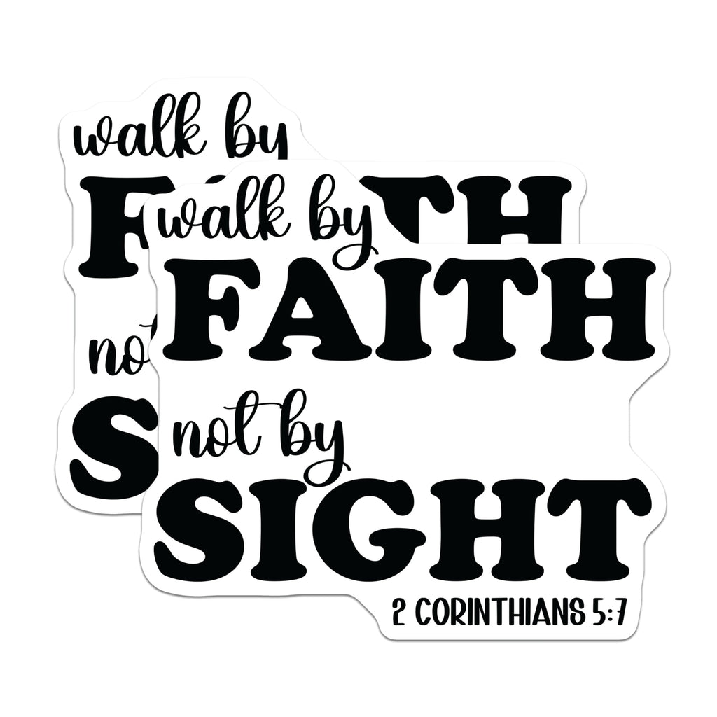 (2 Pack) Walk By Faith Not By Sight Magnets - 2 Corinthians 5:7 Quote - Christian Religious Decor - 5 Inches On Longest Side - Thick Durable Magnet - Made in USA - MAG29615