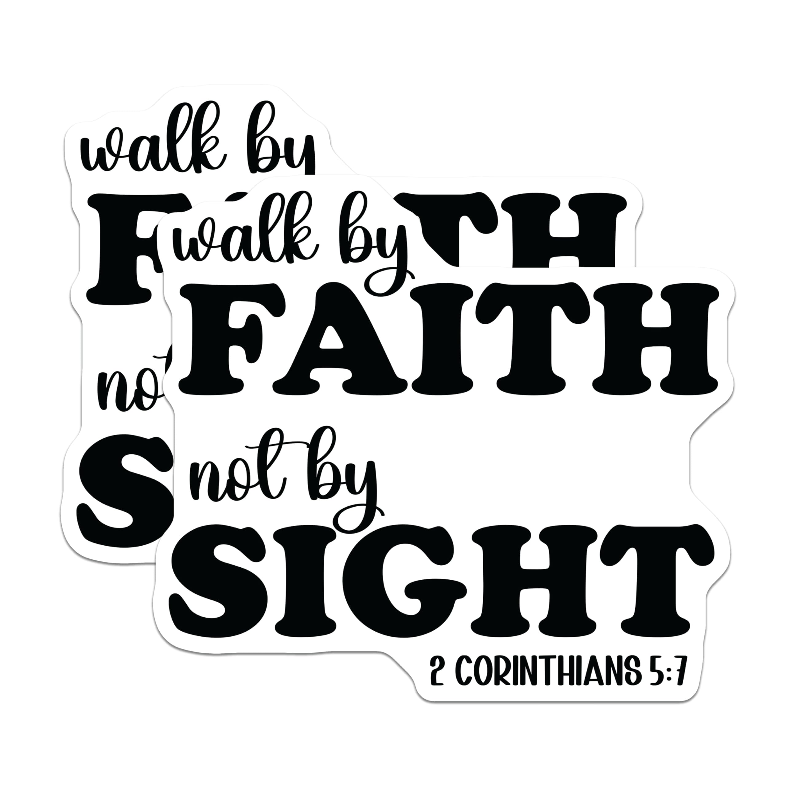 (2 Pack) Walk By Faith Not By Sight Magnets - 2 Corinthians 5:7 Quote - Christian Religious Decor - 5 Inches On Longest Side - Thick Durable Magnet - Made in USA - MAG29615