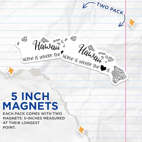 (2 Pack) Hawaii Magnets Magnets - Home is Where The Heart is - 5" On Longest Side - Made in USA - Sticks to Refrigerators & Metal Surfaces - MAG9057