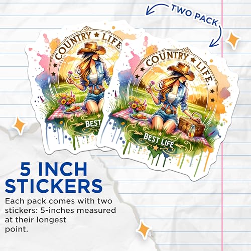 (2 Pack) Country Life Stickers - Best Life - Farmer's Market Sticker - 5" On Longest Side - Sticks to Smooth Flat Surfaces - Made in USA - BMCS6523