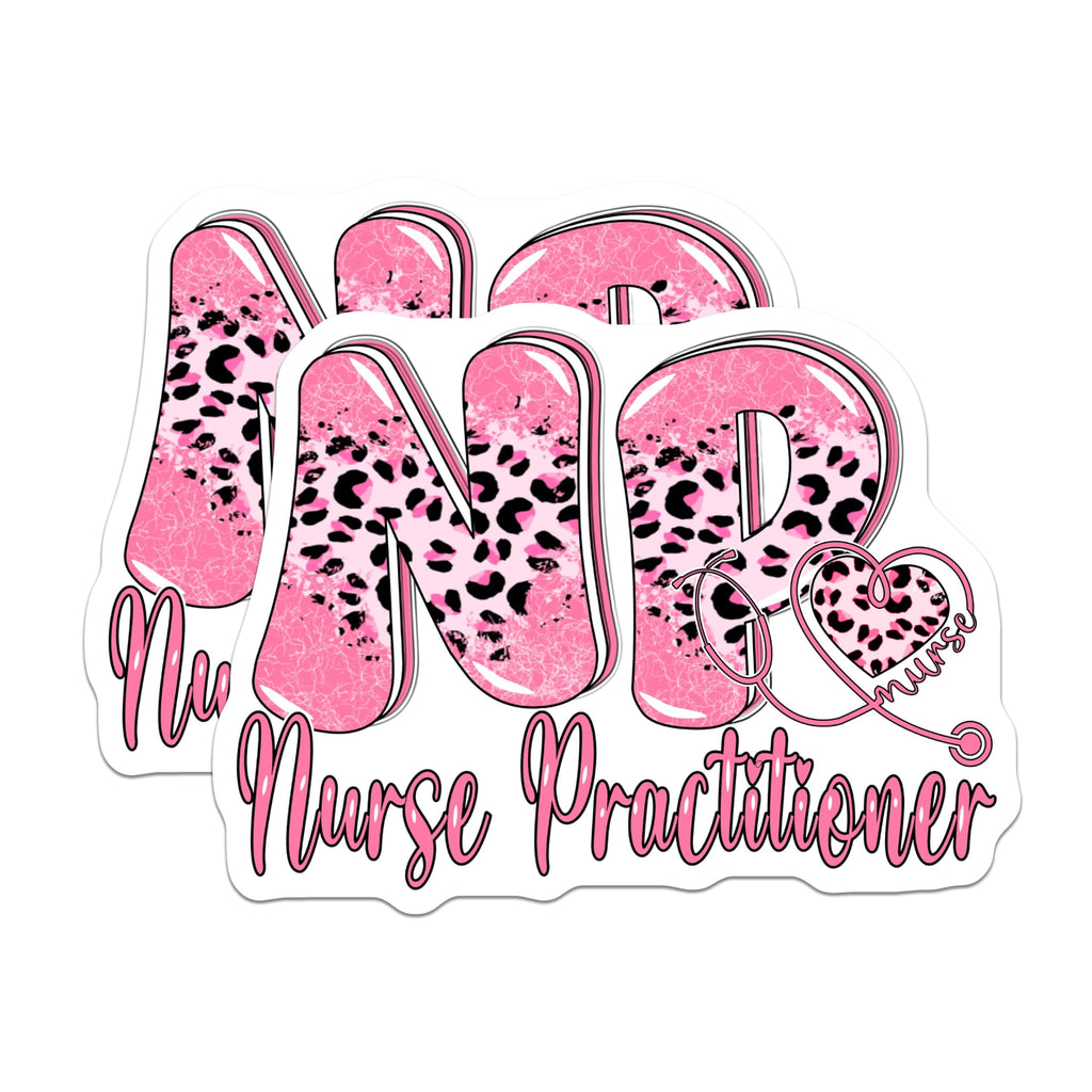 (2 Pack) Nurse Practitioner Magnets - Pink Leopard Print - Healthcare Decor - 5" On Longest Side - Premium Magnet - for Cars, Refrigerators, Toolboxes, Lockers - Made in USA - MAG18273