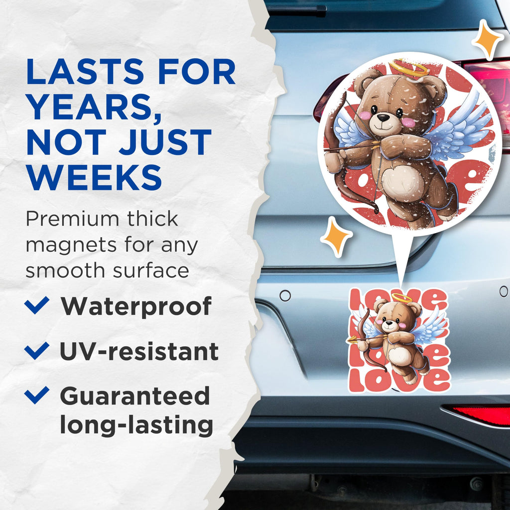 (2 Pack) Love Teddy Bear Cupid Magnets - Cute Angel Bear Magnets - Valentine's Day DÃƒÂ©cor Magnets- 5" On Longest Side - for Fridges, Toolboxes, Cars - Made in USA - MAG2999
