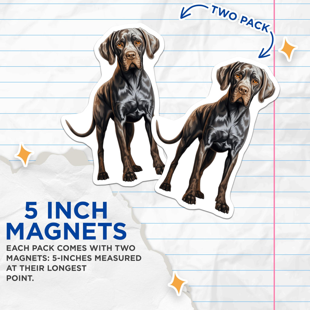 (2 Pack) German Shorthaired Pointer Magnets - GSP Dog Art - Pet Lover Fridge Decor - 5 Inches On Longest Side - Thick Durable Magnet - Made in USA - MAG24172