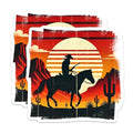 (2 Pack) Retro Cowboy Sunset Stickers - Western Desert Scene - Vintage Wild West Decal - 5" On Longest Side - Sticks to Smooth Flat Surfaces - Made in USA - BMCS5811
