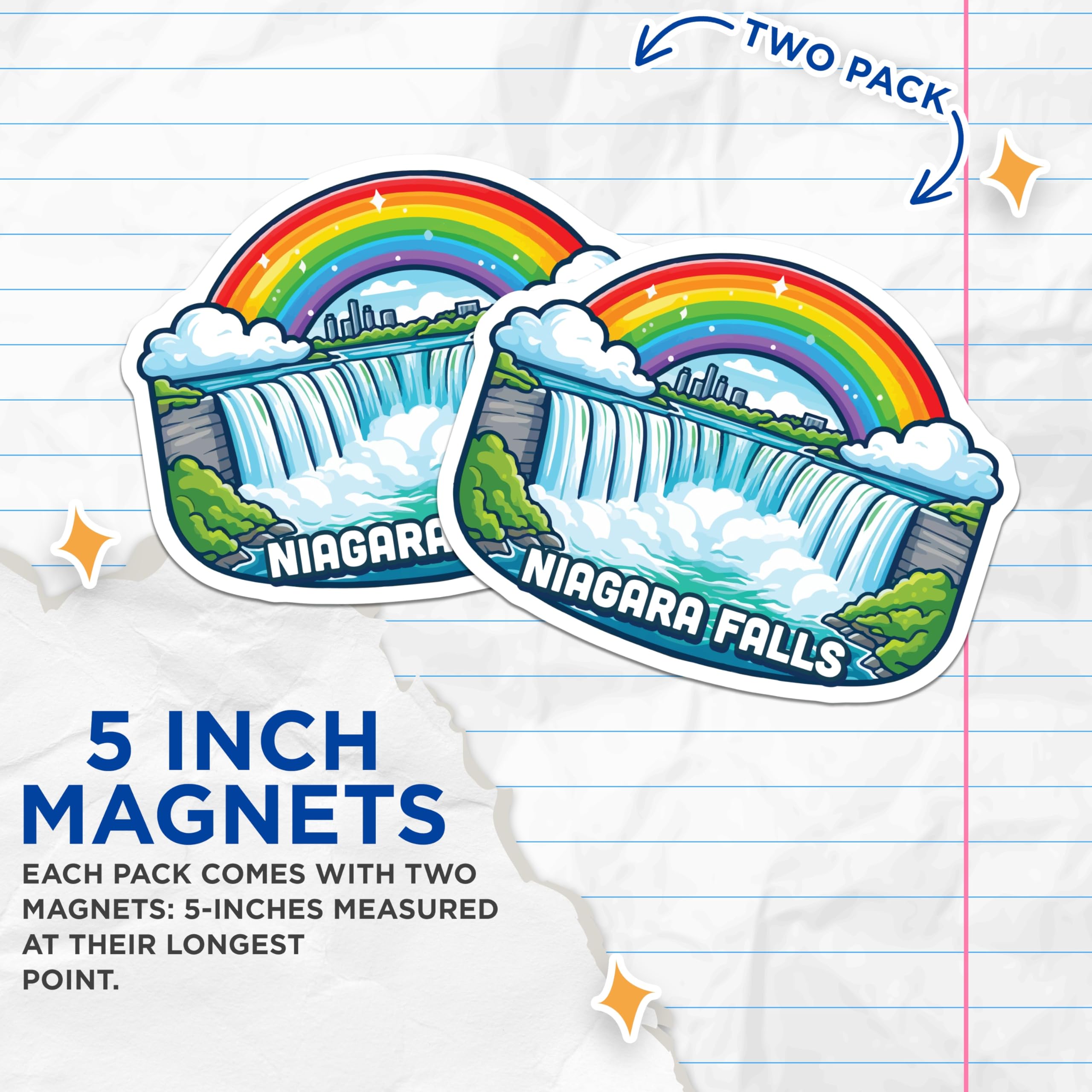 (2 Pack) Niagara Falls Magnets - Rainbow Scenic View - Travel Landmark Souvenir - 5 Inches On Longest Side - Thick Durable Magnet - Made in USA - MAG19860