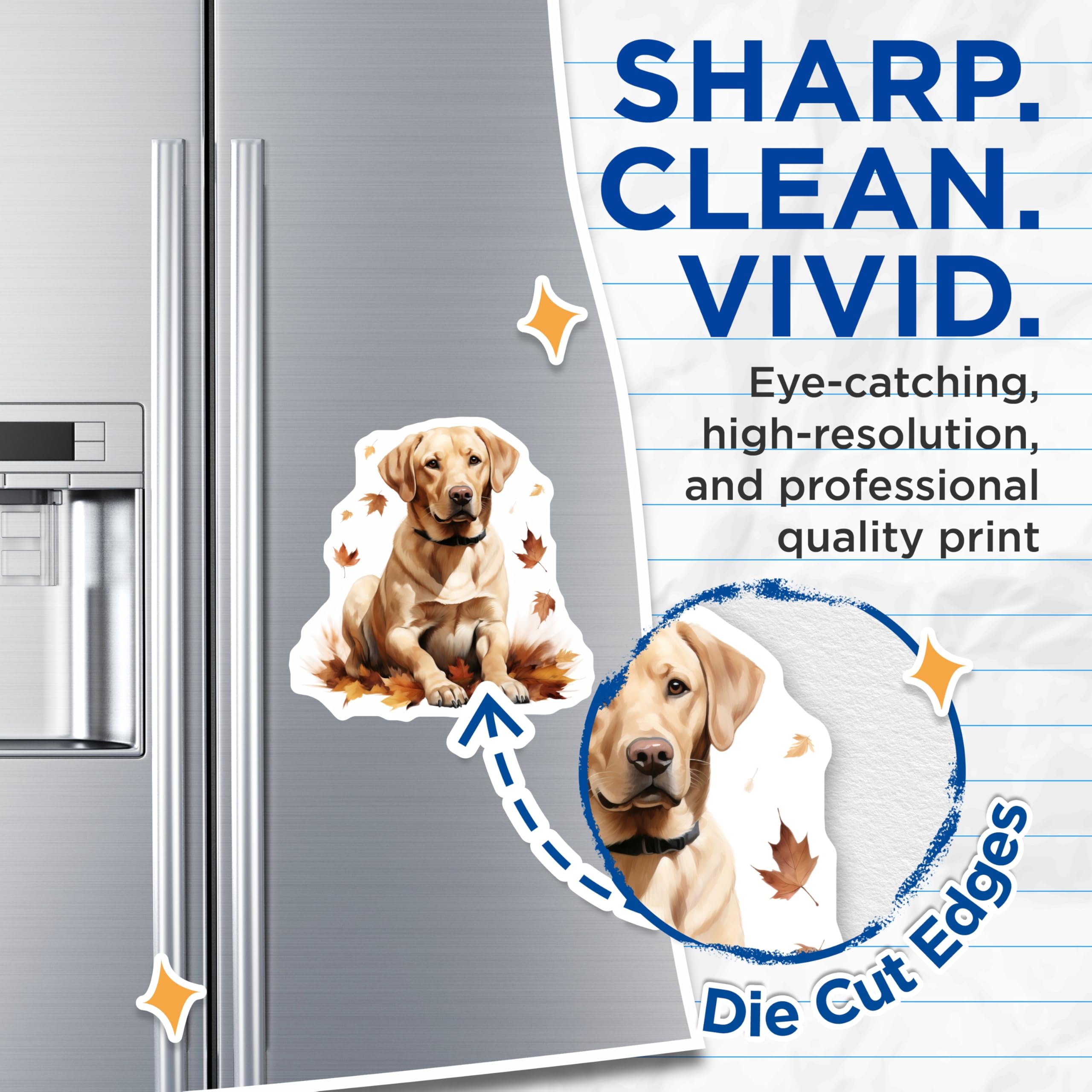 (2 Pack) Golden Labrador Magnets - Autumn Dog Lover Decor - Pet Parent Fridge Magnets - 5 Inches On Longest Side - Thick Durable Magnet - Made in USA - MAG28592
