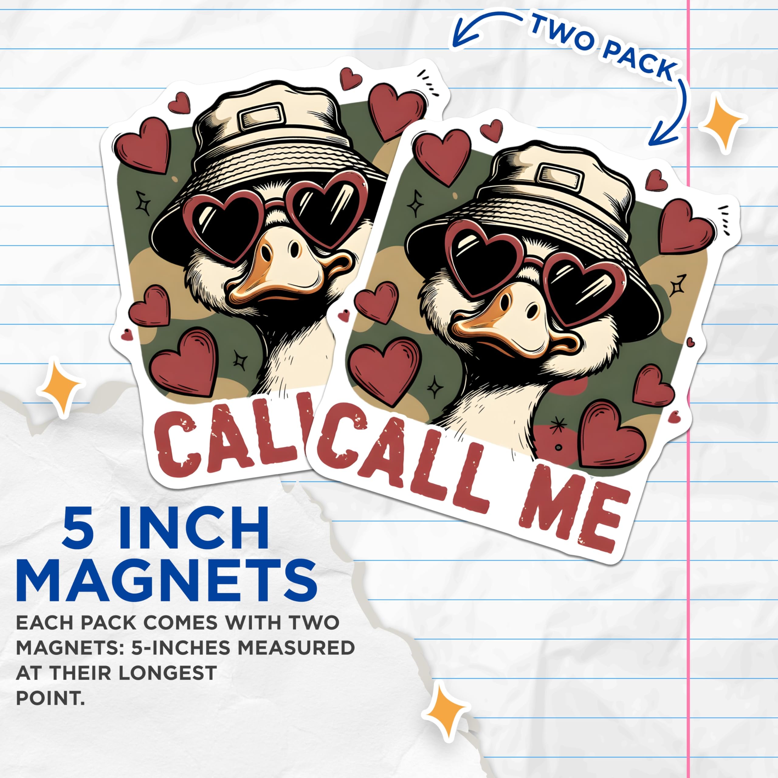 (2 Pack) Duck with Sunglasses Magnets - Cool Duck Art - Novelty Animal Fridge Magnets - 5" On Longest Side - Premium Magnet - for Cars, Refrigerators, Toolboxes, Lockers - Made in USA - MAG15886
