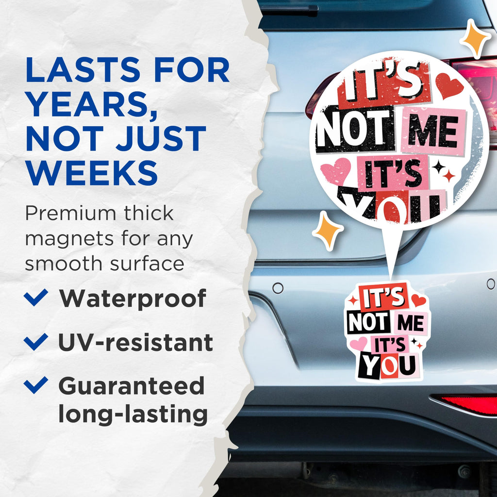 (2 Pack) Its Not Me Magnets - Breakup Humor Sarcastic Quote - Funny Refrigerator Decor Anti Valentines - 5 Inches On Longest Side - Thick Durable Magnet - Made in USA - MAG22293