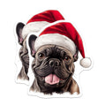 (2 Pack) French Bulldog Christmas Magnets - Holiday Dog Decor - Pet Lover Refrigerator Art - 5 Inches On Longest Side - Thick Durable Magnet - Made in USA - MAG27371