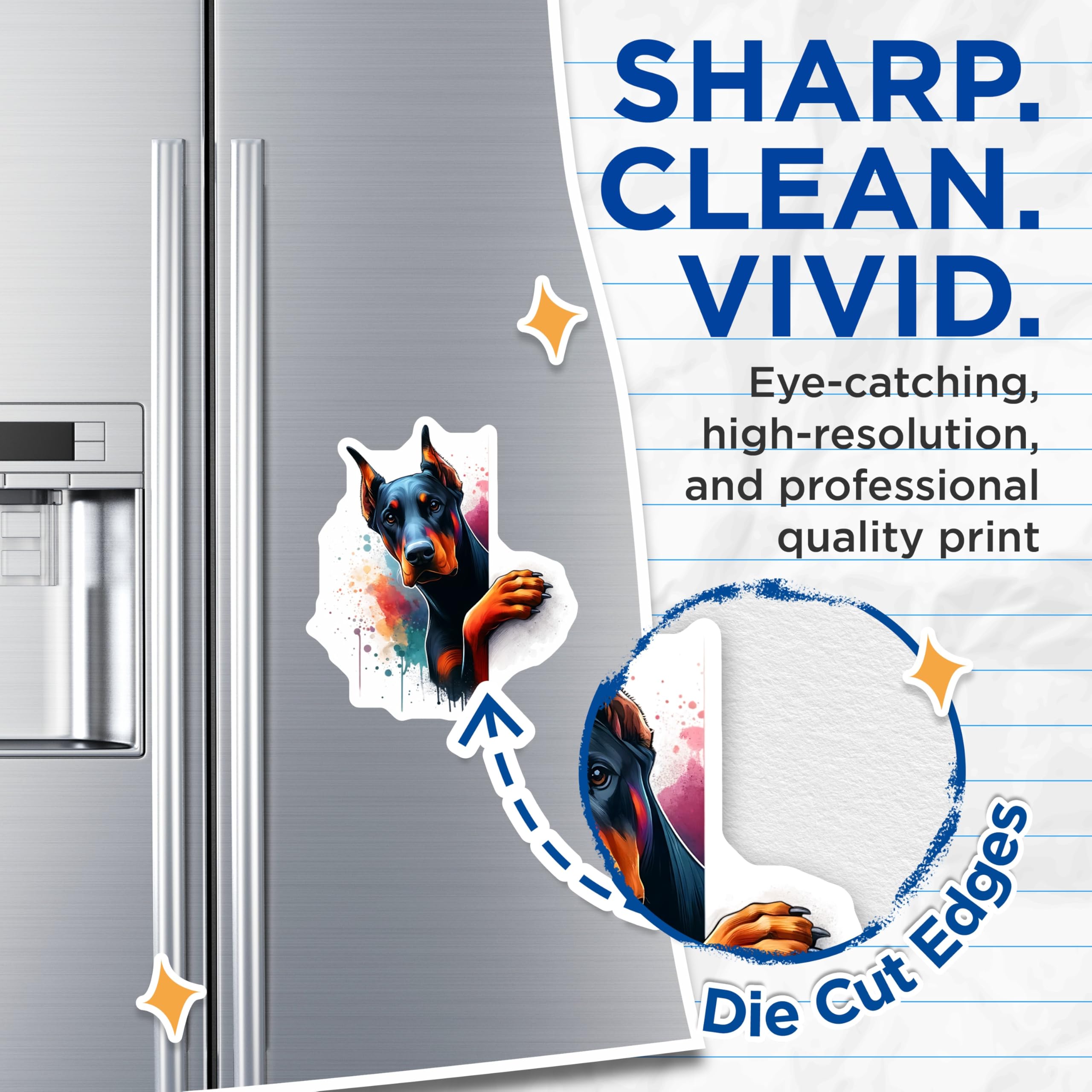 (2 Pack) Doberman Dog Magnets - Funny Doberman - Cute Dog Art Magnet - 5" On Longest Side - Premium Magnet - for Cars, Refrigerators, Toolboxes, Lockers - Made in USA - MAG14584