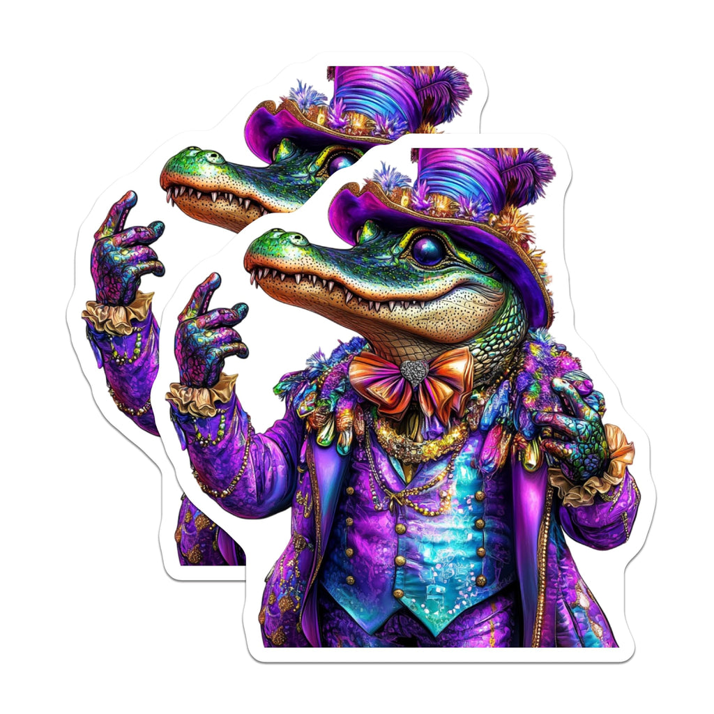 (2 Pack) Alligator Magnets - Mardi Gras Decor - Funny Animal Magnets - 5" On Longest Side - Premium Magnet - for Cars, Refrigerators, Toolboxes, Lockers - Made in USA - MAG14451