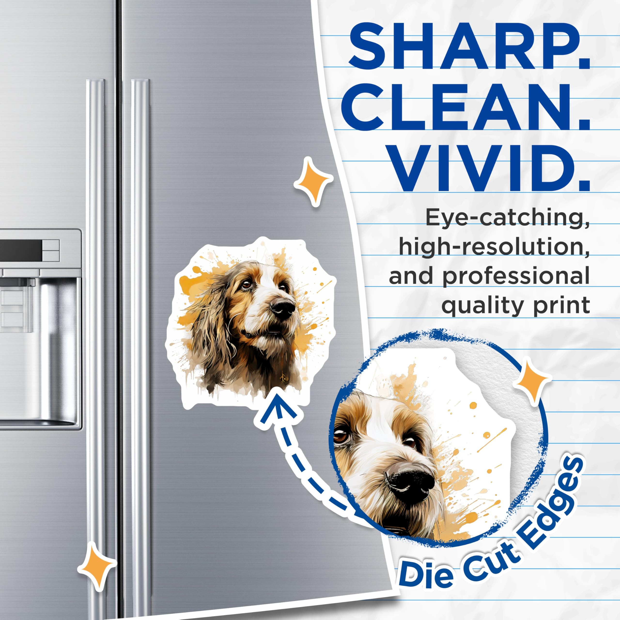 (2 Pack) Soulful Dog Magnets - Watercolor Animal Art - Dog Mom Dad Pet Lover Fridge Decor - 5 Inches On Longest Side - Thick Durable Magnet - Made in USA - MAG30460