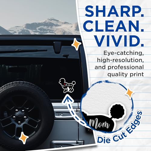 (2 Packs) Poodle Mom Stickers - Poodle Mom Dog Breed Decals - 5 Inches On Longest Side - Premium Vinyl Decal - Sticks to Any Smooth Flat Surface - Made in USA - BMCS2513