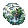 (2 Pack) Bald Eagle Fantasy Magnets - Waterfall Island Scenic Decor - Majestic Nature Art - Spiritual Animal Decor - 5 Inches On Longest Side - Thick Durable Magnet - Made in USA - MAG37725