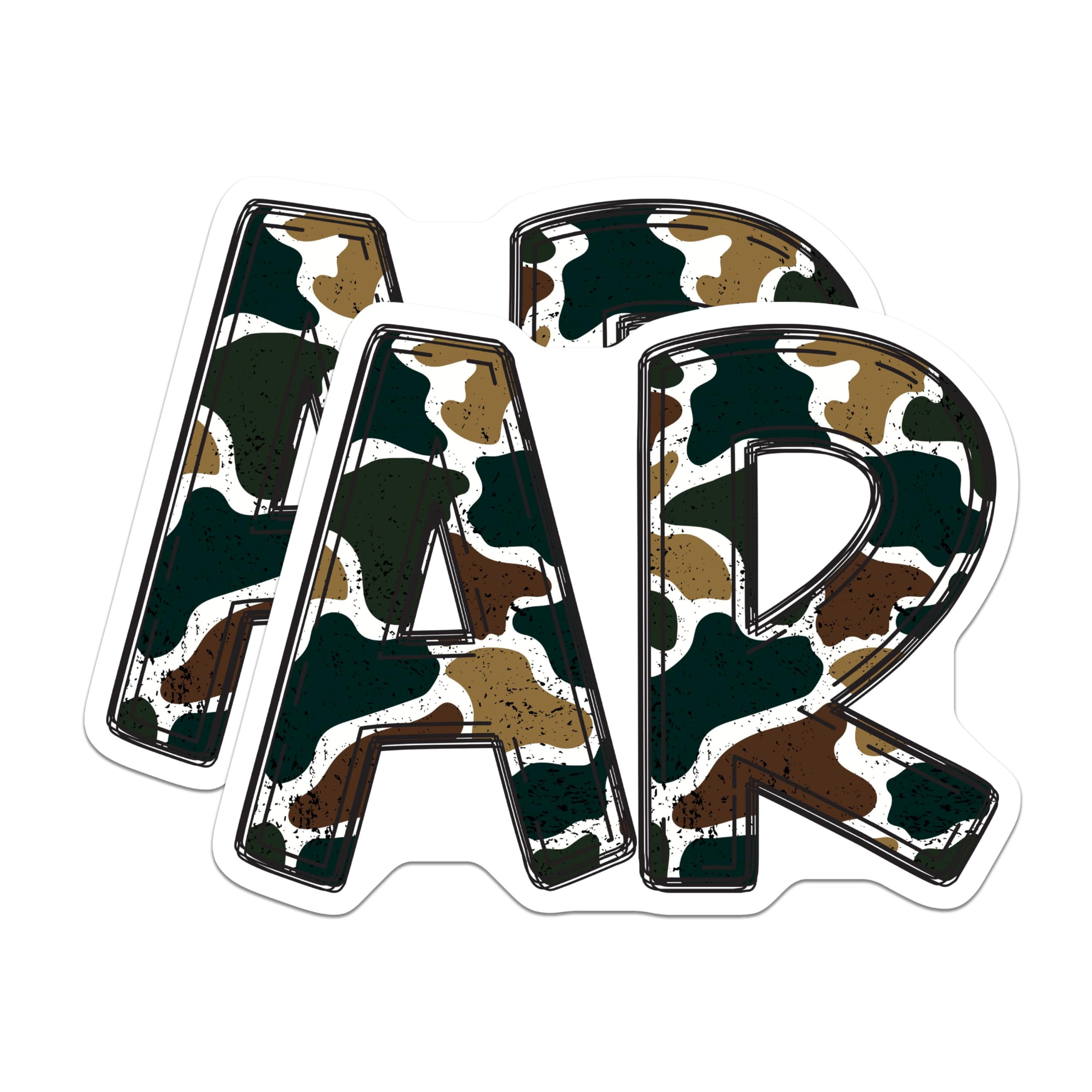 (2 Pack) Camouflage Initial Magnets - Monogram Letter A R Decor - Military Style Fridge Accents - 5 Inches On Longest Side - Thick Durable Magnet - Made in USA - MAG23184