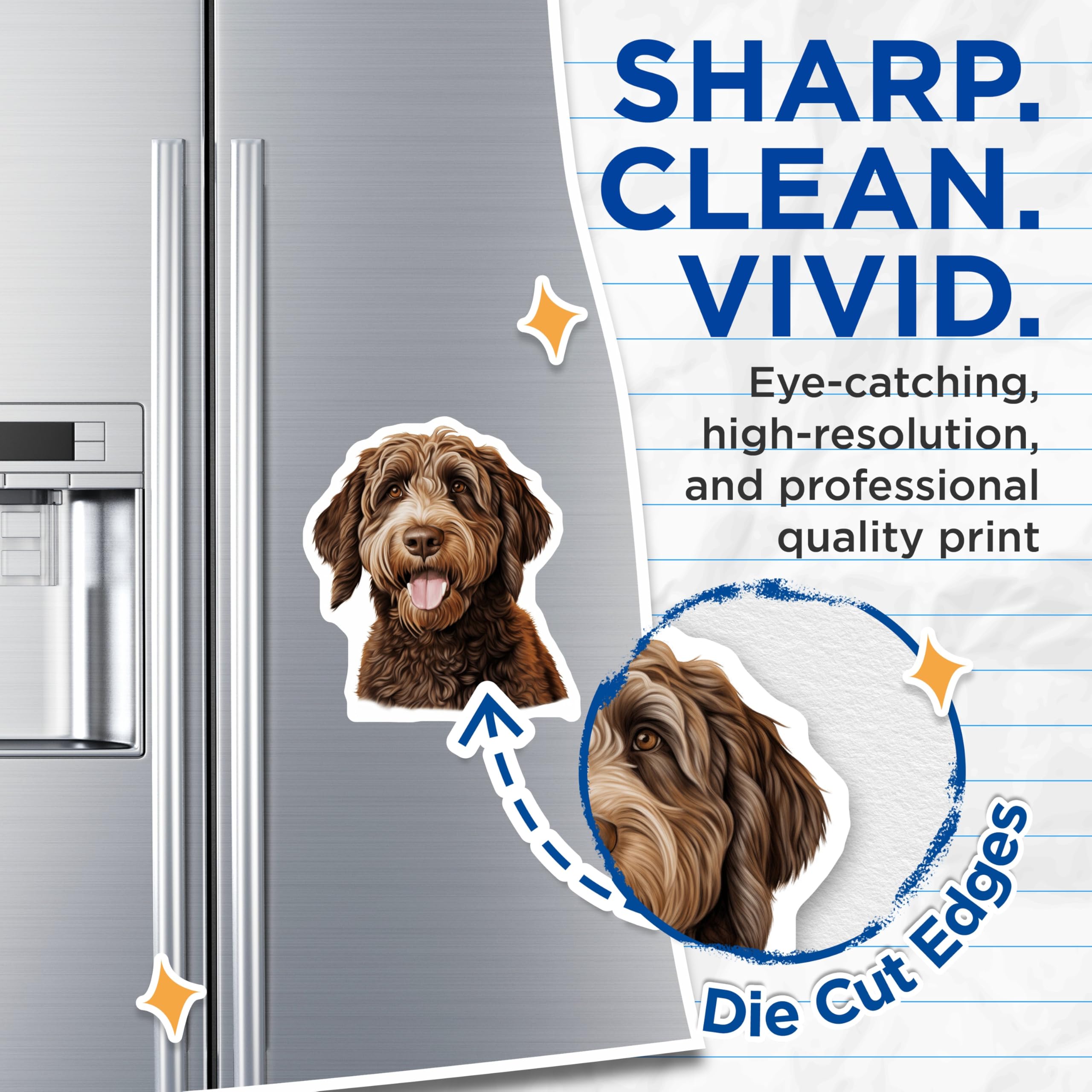 (2 Pack) Goldendoodle Magnets - Dog Mom Refrigerator Decor - Labradoodle Pet Lovers - Cute Doodle Art - 5 Inches On Longest Side - Thick Durable Magnet - Made in USA - MAG27079