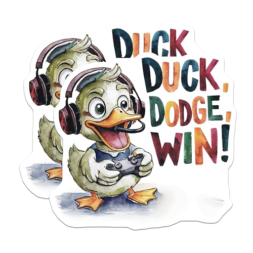 (2 Pack) Gamer Duck Stickers - Gamer Gift - 5" On Longest Side - Sticks to Smooth Flat Surfaces - Made in USA - BMCS8551 - BMCS8551