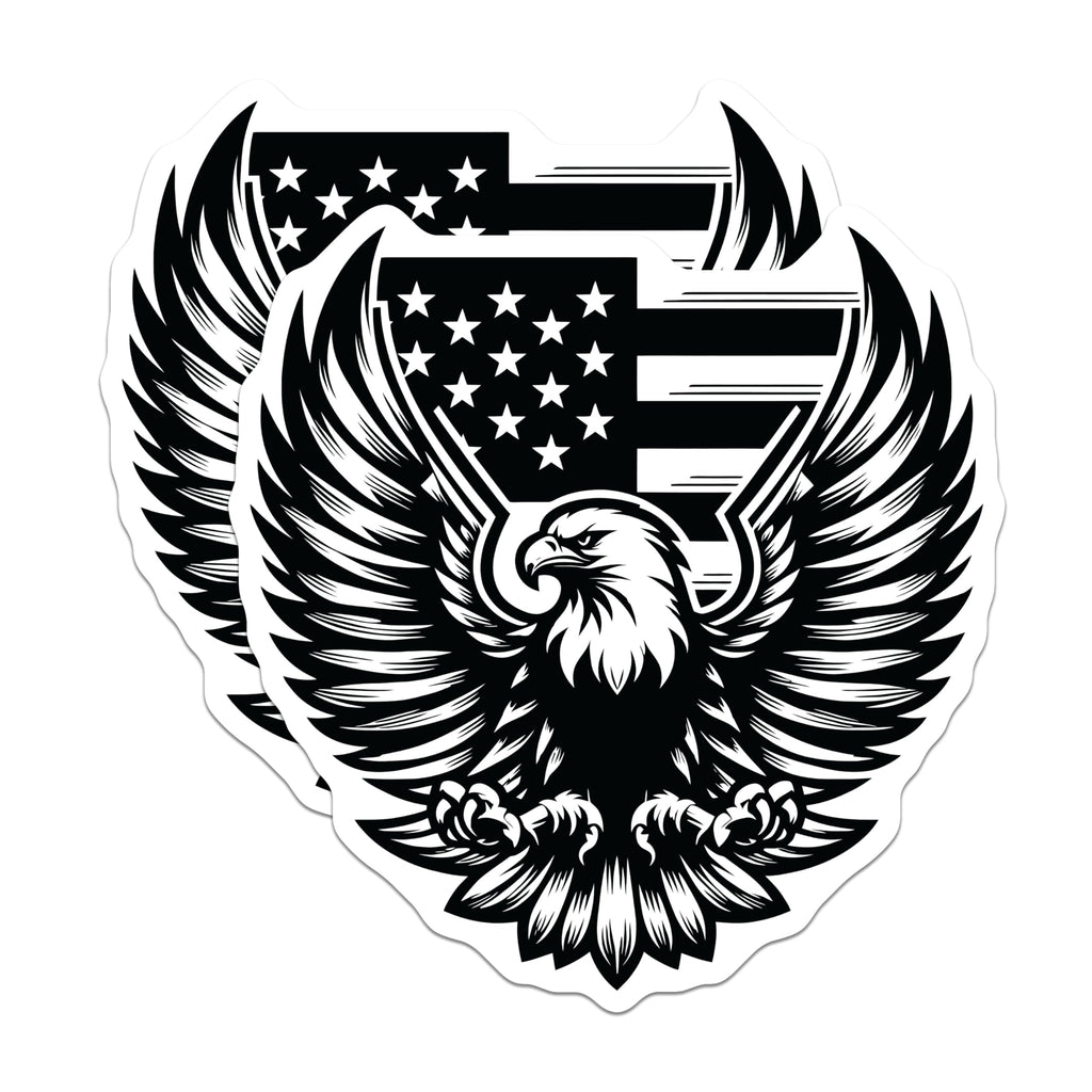 (2 Pack) American Eagle Flag Magnets - USA Patriotic Emblem - Fridge Locker Decor - 5" On Longest Side - Premium Magnet - for Cars, Refrigerators, Toolboxes, Lockers - Made in USA - MAG16708