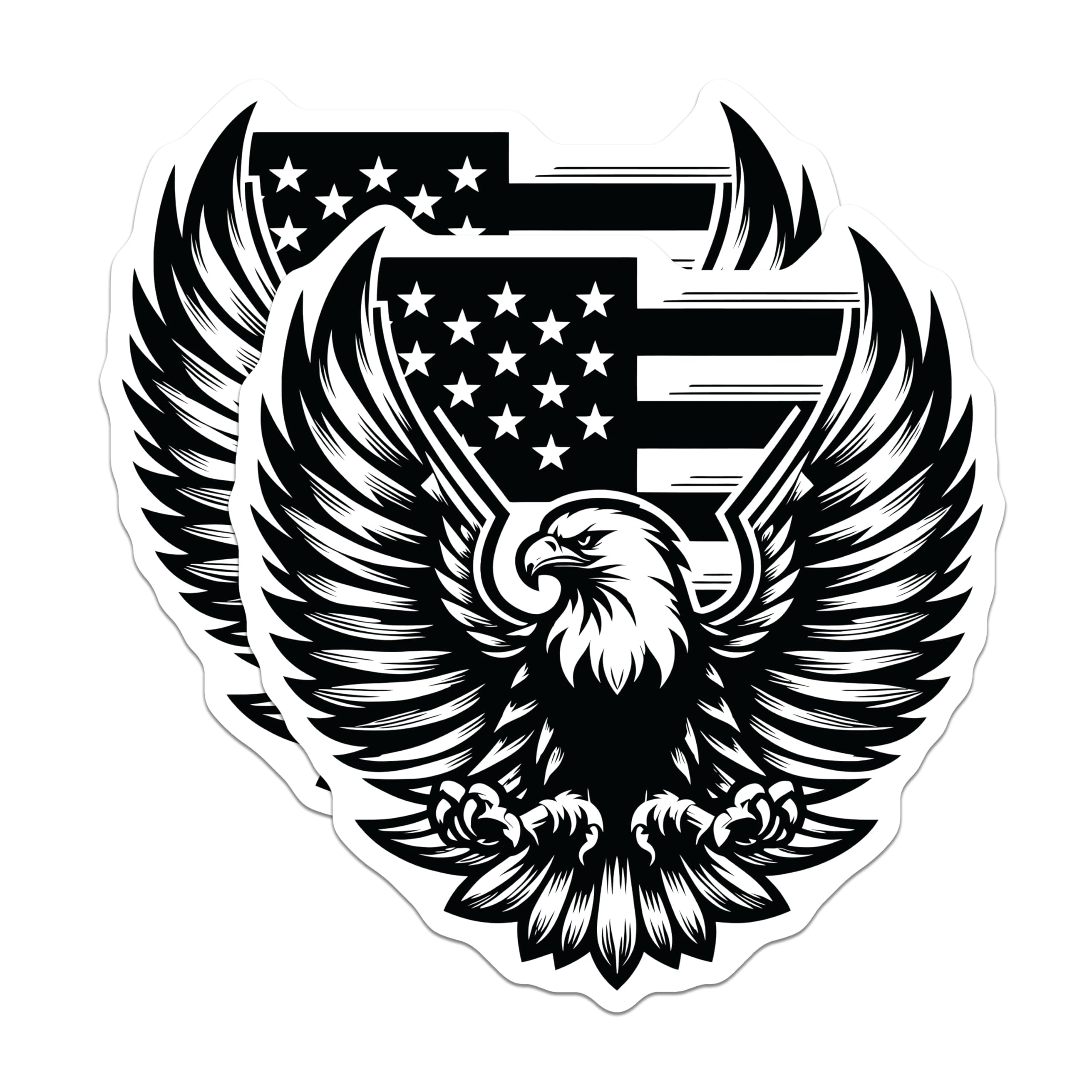 (2 Pack) American Eagle Flag Magnets - USA Patriotic Emblem - Fridge Locker Decor - 5" On Longest Side - Premium Magnet - for Cars, Refrigerators, Toolboxes, Lockers - Made in USA - MAG16708