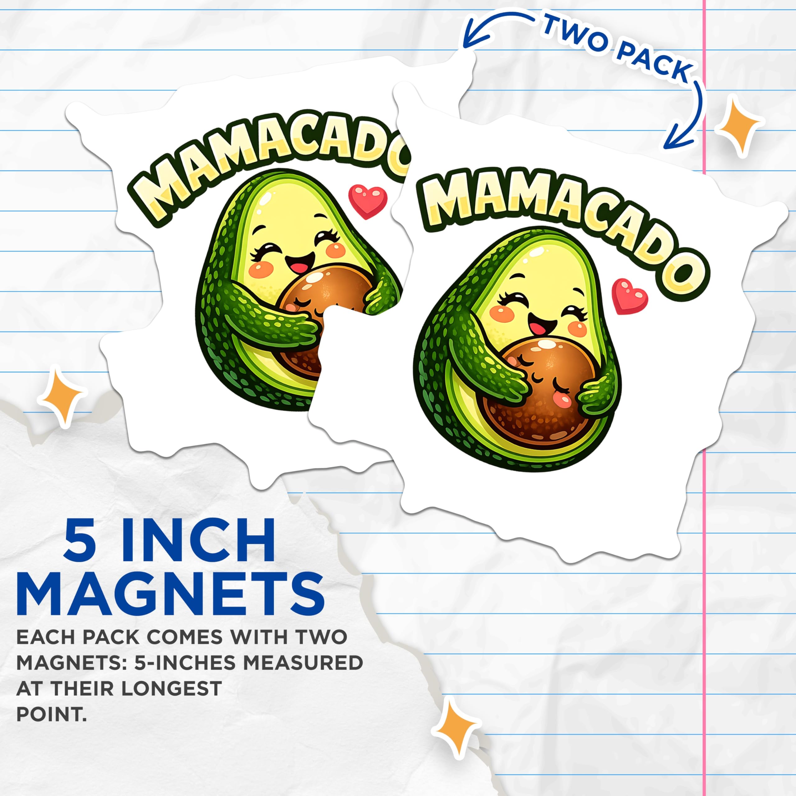 (2 Pack) Mamacado Magnets - Cute Avocado Motherhood Fridge Decor - New Mom Pregnancy Announcement Kitchen Accessory - 5 Inches On Longest Side - Thick Durable Magnet - Made in USA - MAG20923