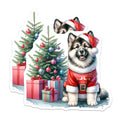 (2 Pack) Christmas Dog Magnets - Santa Puppy Decor - Holiday Pet Lover Fridge Art - 5 Inches On Longest Side - Thick Durable Magnet - Made in USA - MAG25908
