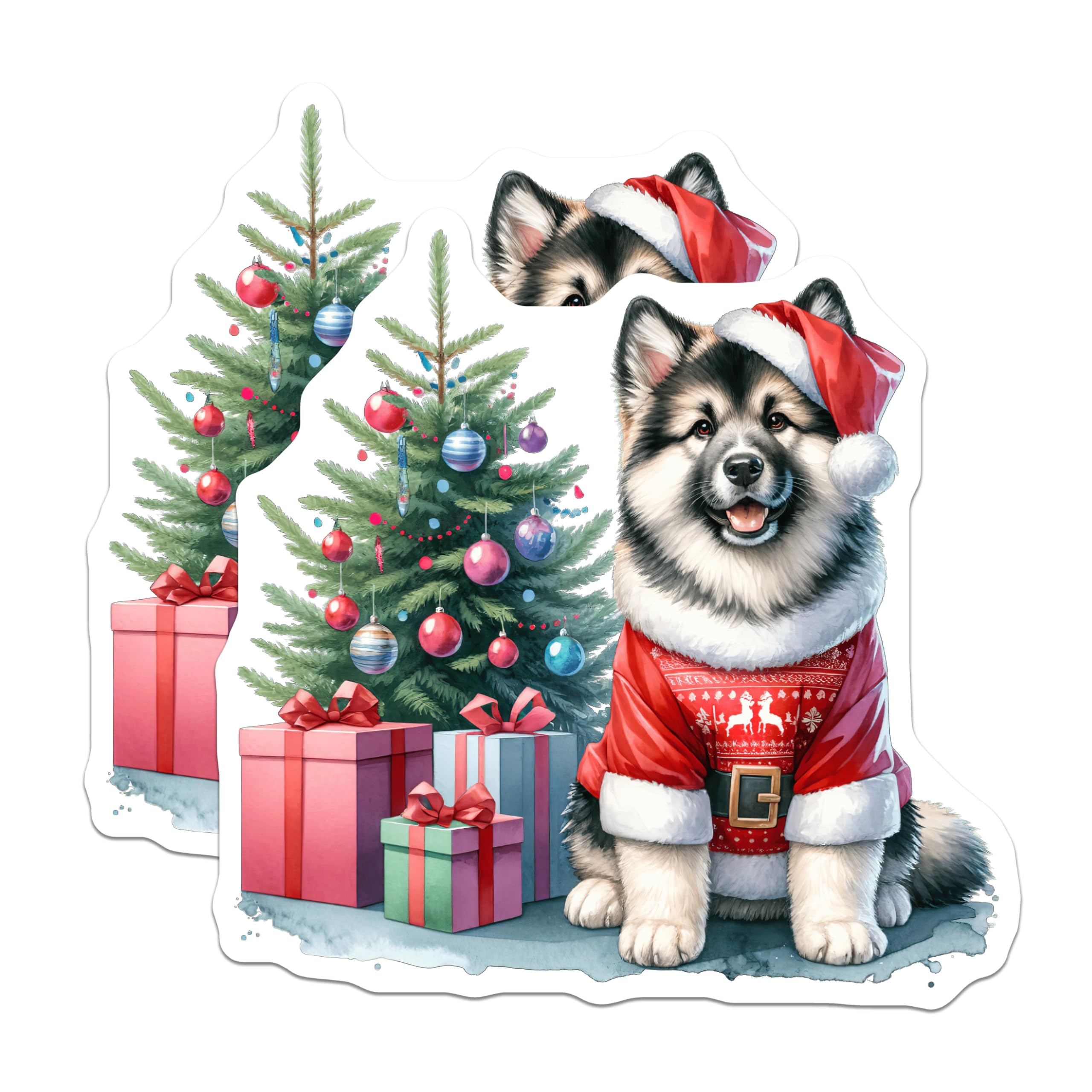 (2 Pack) Christmas Dog Magnets - Santa Puppy Decor - Holiday Pet Lover Fridge Art - 5 Inches On Longest Side - Thick Durable Magnet - Made in USA - MAG25908