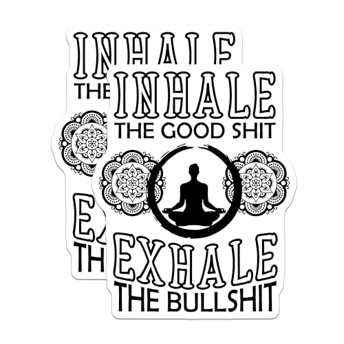 (2 Pack) Inhale The Good Shit Magnets Magnets - Exhale The Bullshit - Funny Yoga Quote - 5" On Longest Side - Made in USA - Sticks to Refrigerators & Metal Surfaces - MAG8914