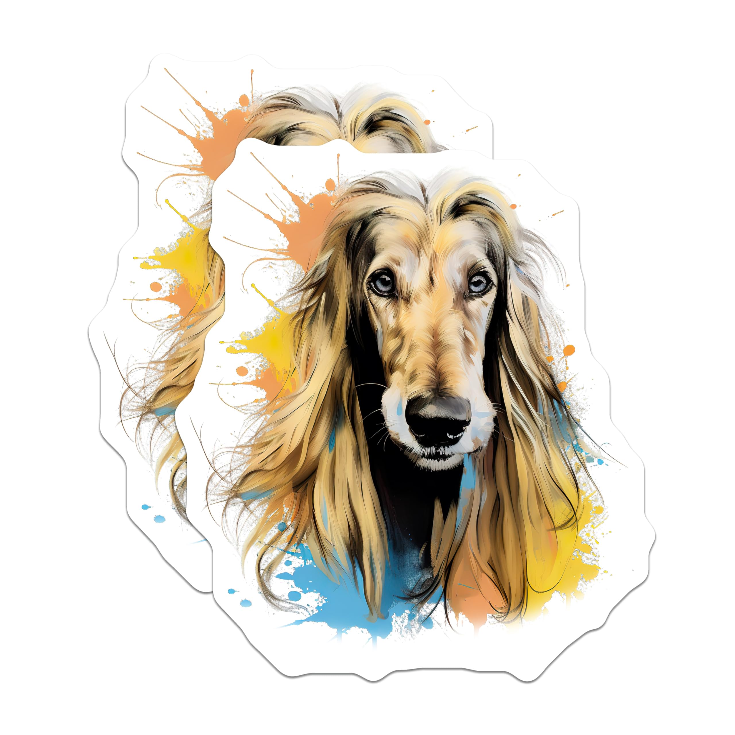 (2 Pack) Afghan Hound Magnets - Dog Lover Decor - Artistic Pet Portrait Animal Art - 5 Inches On Longest Side - Thick Durable Magnet - Made in USA - MAG25578