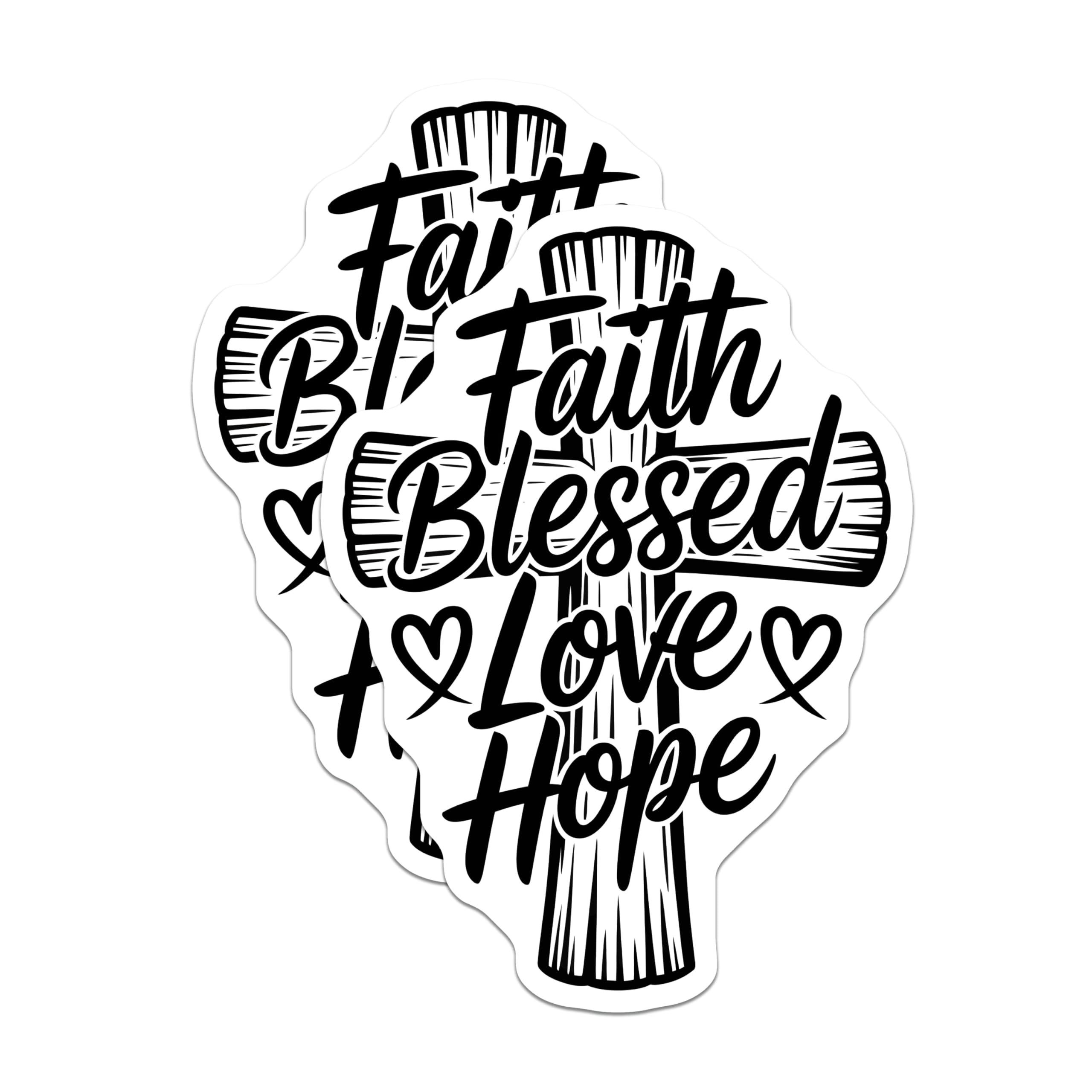 (2 Pack) Faith Blessed Love Hope Magnets - Christian Cross Decor - Spiritual Inspirational Art - 5 Inches On Longest Side - Thick Durable Magnet - Made in USA - MAG21485