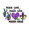 (2 Pack) Mardi Gras Magnets - Peace Love Mardi Gras - Celebration Decorations - 5" On Longest Side - Premium Magnet - for Cars, Refrigerators, Toolboxes, Lockers - Made in USA - MAG14623