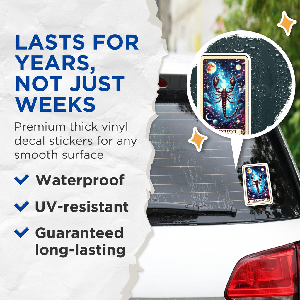 (2 Pack) Scorpio Zodiac Stickers - Astrology Star Sign - Scorpion Horoscope Stickers - 5" On Longest Side - Sticks to Smooth Flat Surfaces - Made in USA - BMCS5295