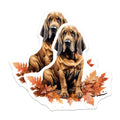 (2 Pack) Bloodhound Dog Magnets - Realistic Autumn Leaves Art - Hound Dog Pet Owner Fridge Decoration - 5 Inches On Longest Side - Thick Durable Magnet - Made in USA - MAG30036