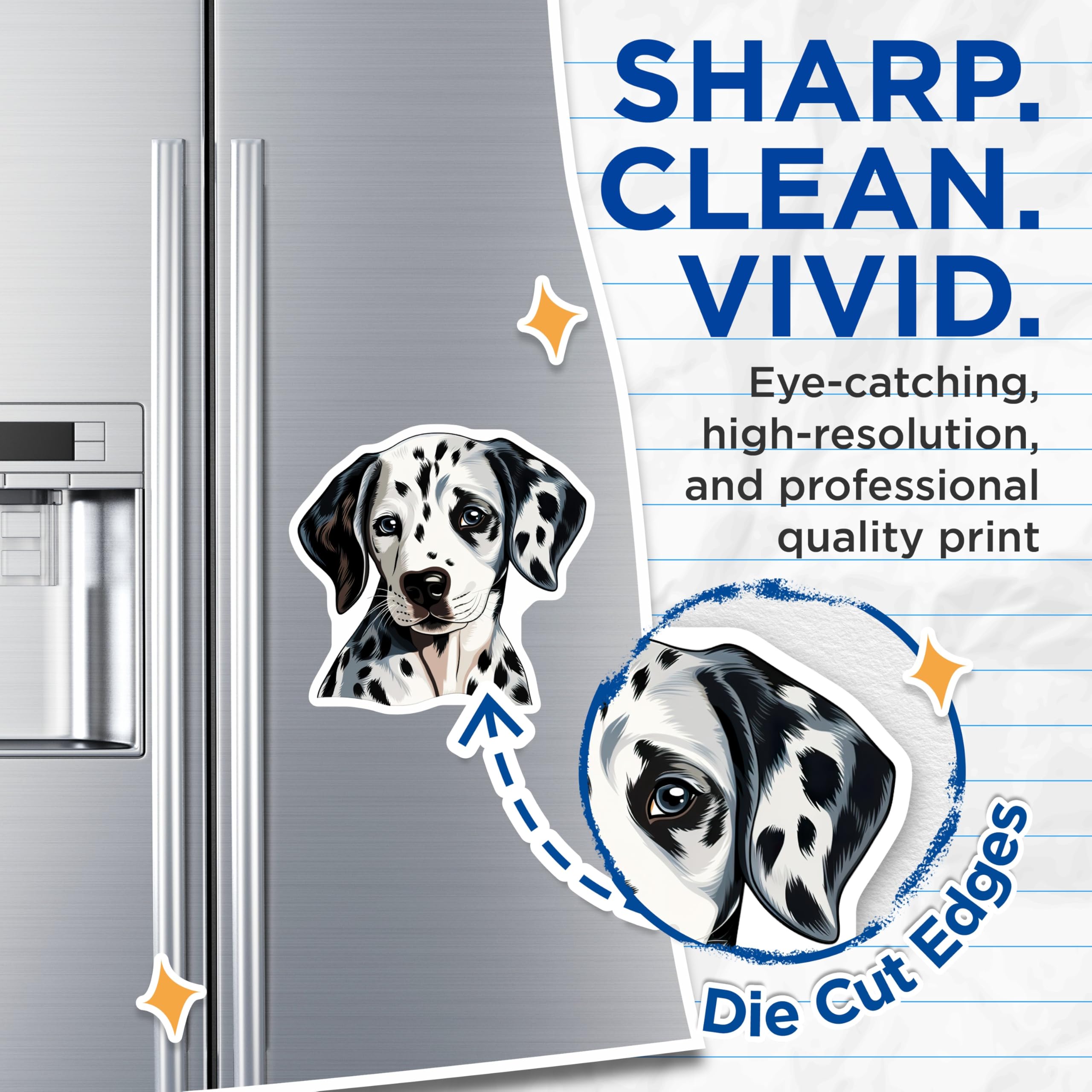 (2 Pack) Dalmatian Dog Magnets - Cute Puppy Portrait - Pet Lover Fridge Decor - Animal Lover Display - Dog Mom Accessory - 5 Inches On Longest Side - Thick Durable Magnet - Made in USA - MAG26631