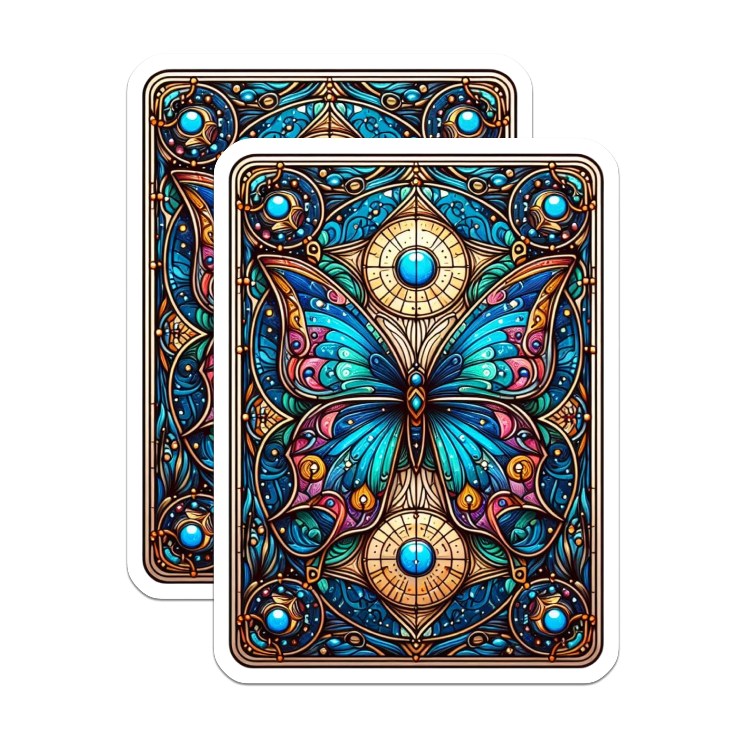 (2 Pack) Stained Glass Butterfly Magnets - Intricate Mosaic Insect Art - Vibrant Kitchen Decor Locker Accessories - 5 Inches On Longest Side - Thick Durable Magnet - Made in USA - MAG21142